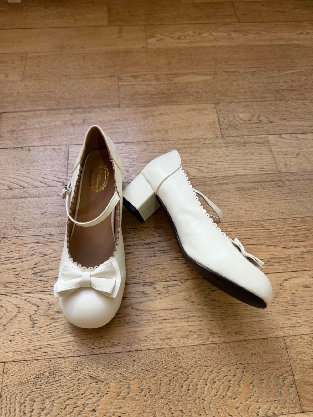 Y2K Coquette White Bow Mary Jane Heels